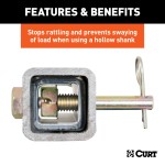 CURT Anti-Rattle Hitch Pin with Threaded Pin and Shim CURT anti-rattle hitch pin kit with threaded pin and shim for quieter towing