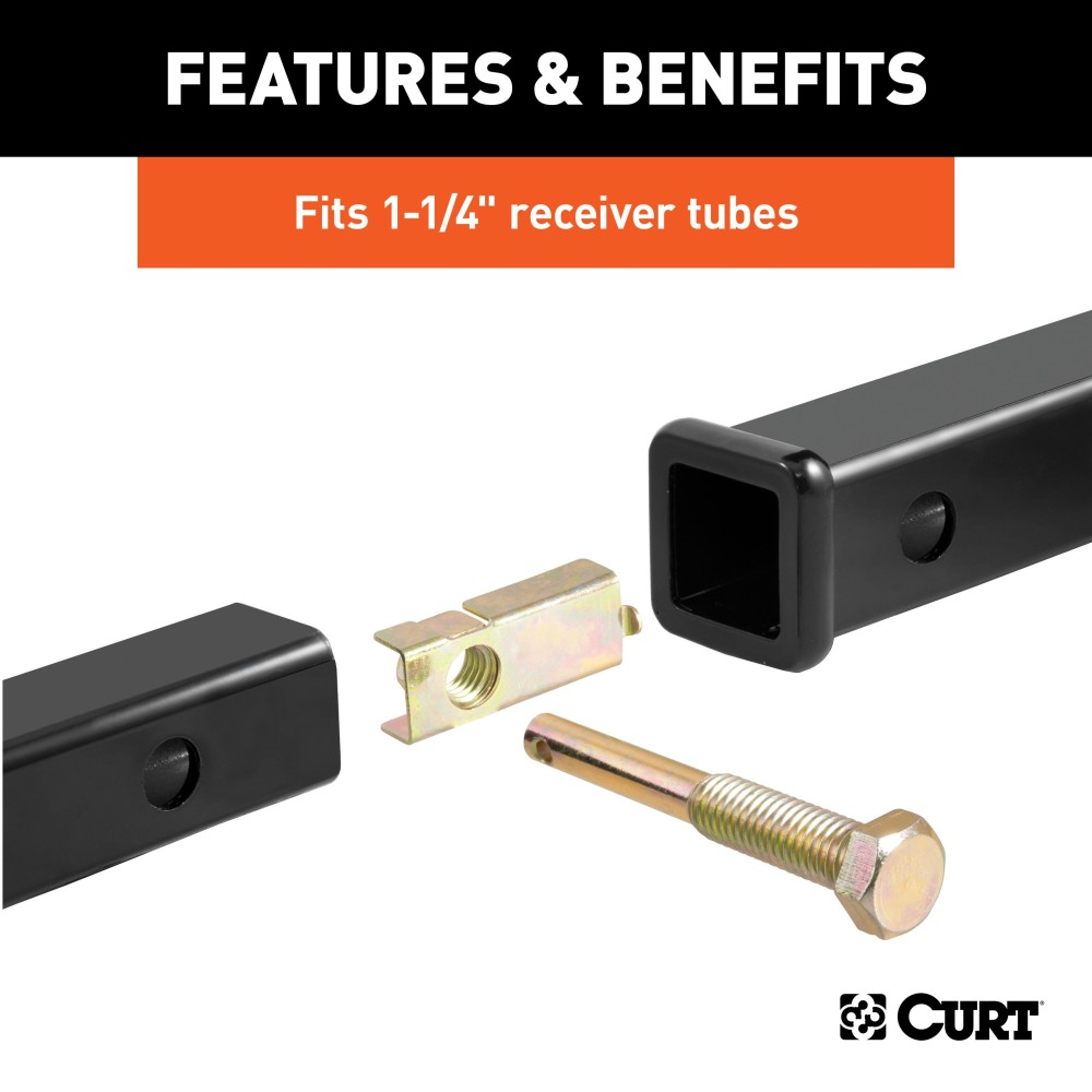 CURT Anti-Rattle Hitch Pin with Threaded Pin and Shim CURT anti-rattle hitch pin kit with threaded pin and shim for quieter towing