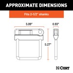 CURT Anti-Rattle Hitch Clamp for 2-1/2 Inch Receiver Hitches CURT anti-rattle hitch clamp for quiet towing, fits 2-1/2 inch receivers with easy clamp installation.