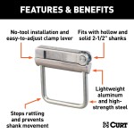 CURT Anti-Rattle Hitch Clamp for 2-1/2 Inch Receiver Hitches CURT anti-rattle hitch clamp for quiet towing, fits 2-1/2 inch receivers with easy clamp installation.