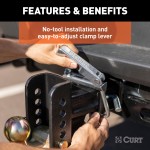 CURT Anti-Rattle Hitch Clamp for 2-1/2 Inch Receiver Hitches CURT anti-rattle hitch clamp for quiet towing, fits 2-1/2 inch receivers with easy clamp installation.