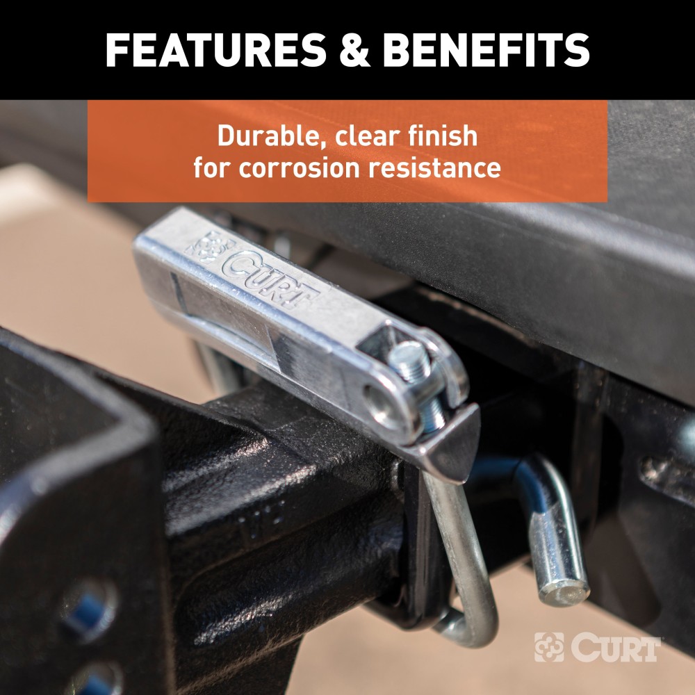 CURT Anti-Rattle Hitch Clamp for 2-1/2 Inch Receiver Hitches CURT anti-rattle hitch clamp for quiet towing, fits 2-1/2 inch receivers with easy clamp installation.