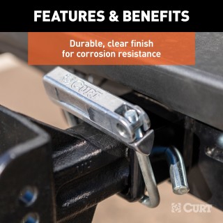 CURT Anti-Rattle Hitch Clamp for 2-1/2 Inch Receiver Hitches CURT anti-rattle hitch clamp for quiet towing, fits 2-1/2 inch receivers with easy clamp installation.