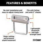CURT Anti-Rattle Hitch Clamp for 2-Inch Receiver Hitches CURT anti-rattle hitch clamp installed on a 2-inch receiver hitch, preventing noise and vibration