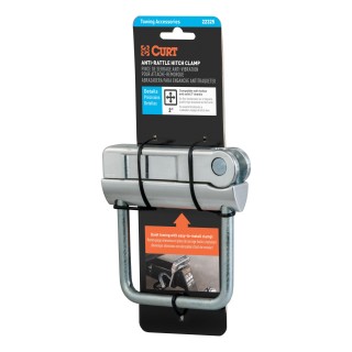 CURT Anti-Rattle Hitch Clamp for 2-Inch Receiver Hitches CURT anti-rattle hitch clamp installed on a 2-inch receiver hitch, preventing noise and vibration