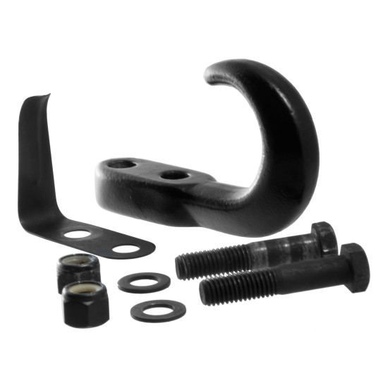 CURT Front Mount Black Forged Steel Tow Hook with 10,000 lbs Capacity CURT front mount tow hook with black finish and 10,000 lbs capacity for pickups and SUVs