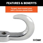 CURT chrome tow hook with 10,000 lbs capacity for 4WD vehicles