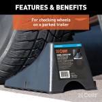 CURT Wheel Chocks for Secure Towing and Vehicle Maintenance CURT wheel chocks with raised tread and saw-tooth edges for secure grip and traction