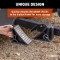 CURT HD Wheel Chocks with Mounting Bracket for Trailers CURT HD wheel chocks mounted on trailer frame with orange finish