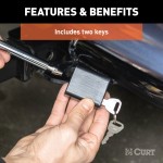CURT Hitch Lock with Deadbolt Design for Secure Towing CURT hitch lock with deadbolt design and chrome finish for 1-1/4 inch receivers