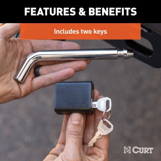 CURT Deadbolt 5/8" Pin Diameter Hitch Lock for Secure Towing CURT hitch lock with deadbolt design and 5/8 inch pin for trailer security