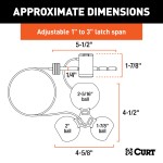 CURT tri-ball universal coupler lock in orange, securely attached to a trailer hitch