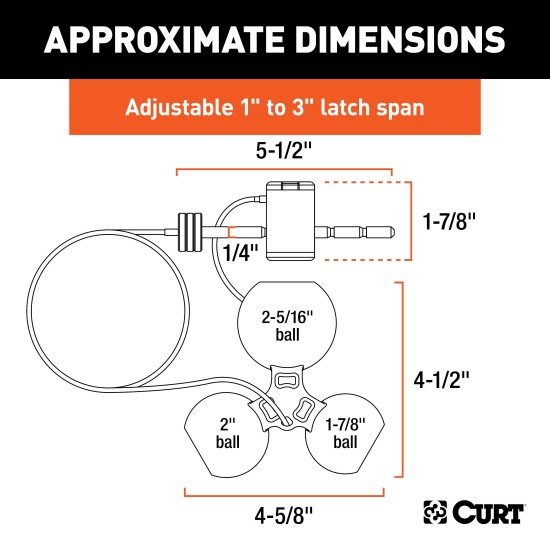CURT Tri-Ball Universal Coupler Lock for Secure Towing CURT tri-ball universal coupler lock in orange, securely attached to a trailer hitch
