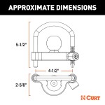 CURT universal trailer coupler lock with bright orange finish, fitting 1-7/8", 2" and 2-5/16" couplers, offering easy and secure installation.