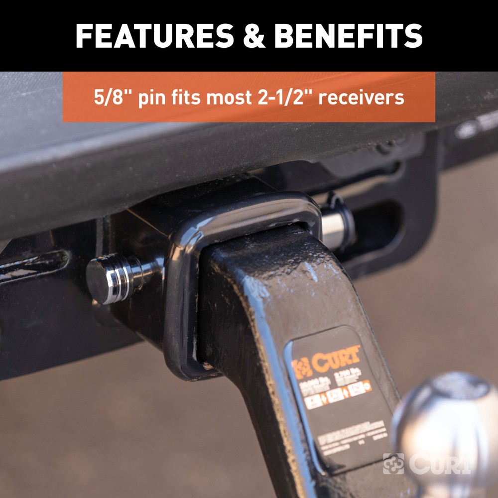 CURT Hitch and Universal Trailer Coupler Lock Set with Orange Finish CURT hitch and coupler lock set in bright orange, showcasing universal compatibility and theft-deterrent features.