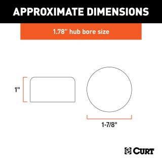 CURT Bearing Protector Covers for Trailer Wheels, 1.78 Inch Hub CURT bearing protector covers providing dust and debris protection for trailer wheels with 1.78 inch hub diameter