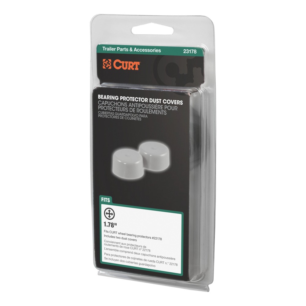 CURT Bearing Protector Covers for Trailer Wheels, 1.78 Inch Hub CURT bearing protector covers providing dust and debris protection for trailer wheels with 1.78 inch hub diameter