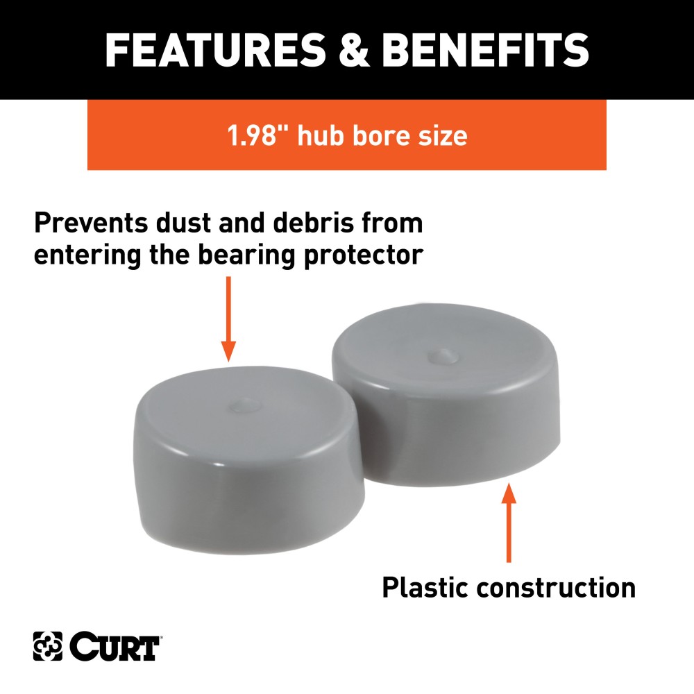 CURT Trailer Wheel Bearing Protectors with Dust Covers CURT bearing protectors and dust covers for trailer wheels, 1.98 inch