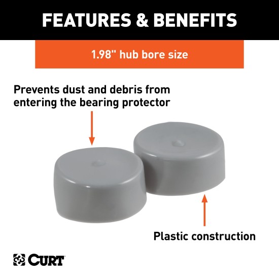 CURT Trailer Wheel Bearing Protectors with Dust Covers CURT bearing protectors and dust covers for trailer wheels, 1.98 inch