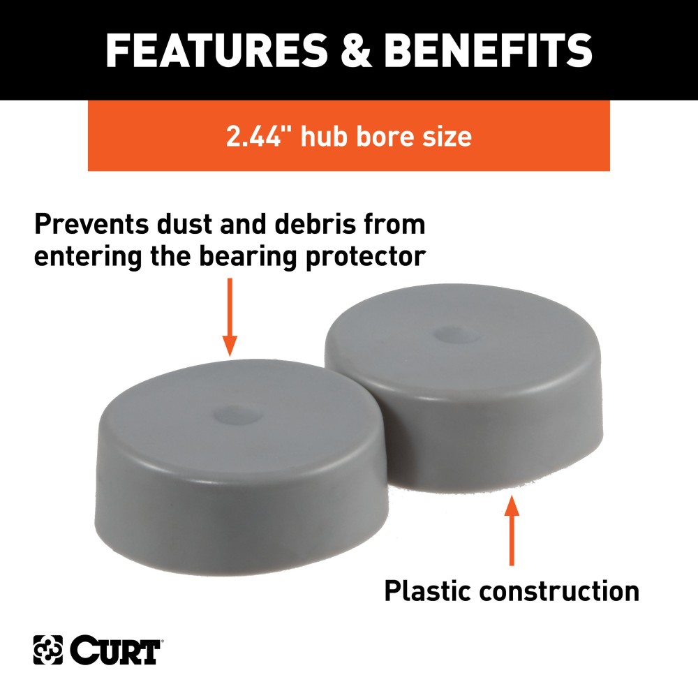 CURT Bearing Protectors for Trailer Wheels with Dust Covers CURT bearing protectors and dust covers for trailer wheels, 2.44 inch diameter
