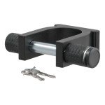 CURT Specialty Kingpin Lock for 5th Wheel Trailers CURT kingpin lock securely attached to a 5th wheel trailer's kingpin