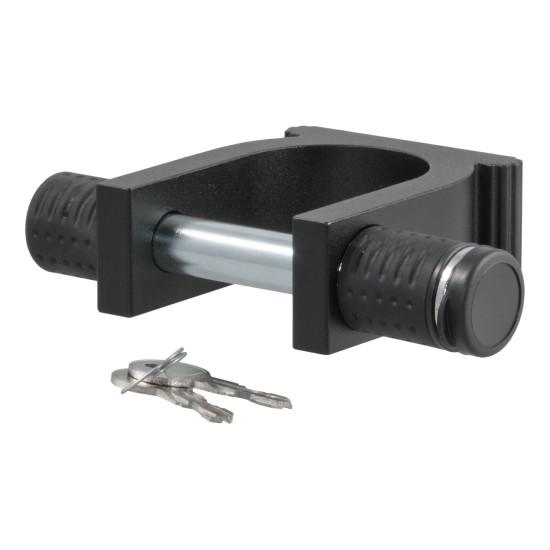 CURT Specialty Kingpin Lock for 5th Wheel Trailers CURT kingpin lock securely attached to a 5th wheel trailer's kingpin