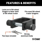 CURT Specialty Kingpin Lock for 5th Wheel Trailers CURT kingpin lock securely attached to a 5th wheel trailer's kingpin