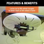 CURT Specialty Kingpin Lock for 5th Wheel Trailers CURT kingpin lock securely attached to a 5th wheel trailer's kingpin