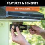 CURT Specialty Kingpin Lock for 5th Wheel Trailers CURT kingpin lock securely attached to a 5th wheel trailer's kingpin