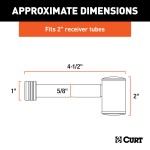 CURT Right Angle Hitch Lock with 5/8 Inch Pin for 2 Inch Receiver CURT hitch lock with 5/8 pin fits 2 inch receiver, prevents theft with a barbell design and watertight dust cap.