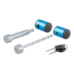 CURT hitch and coupler lock combo pack for trailer security with chrome finish