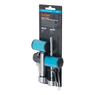 CURT Lock Combo Pack: Hitch and Coupler Locks with Chrome Finish CURT hitch and coupler lock combo pack for trailer security with chrome finish