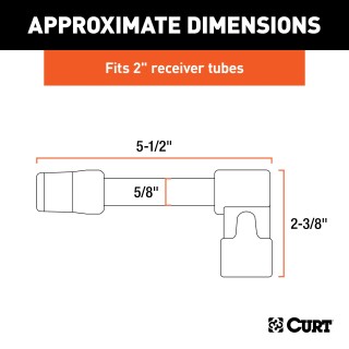 CURT Hitch Lock with 5/8 Inch Diameter Pin for 2 Inch Receivers CURT hitch lock with barbell design, fits 2 inch receiver tubes, includes dust cap