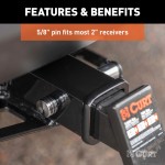 CURT Barbell Hitch Lock with Chrome-Plated Finish for 2 Inch Receivers CURT hitch lock with barbell design for 2 inch receiver, chrome finish and watertight dust cap
