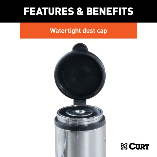 CURT Barbell Hitch Lock with Chrome-Plated Finish for 2 Inch Receivers CURT hitch lock with barbell design for 2 inch receiver, chrome finish and watertight dust cap