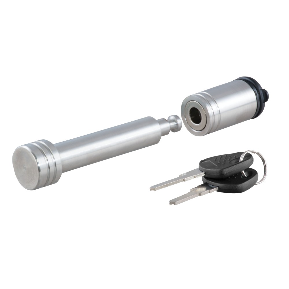 CURT Hitch Lock with 5/8 Inch Pin for 2 Inch Receiver Tube CURT hitch lock with stainless steel 5/8 inch pin for securing trailer