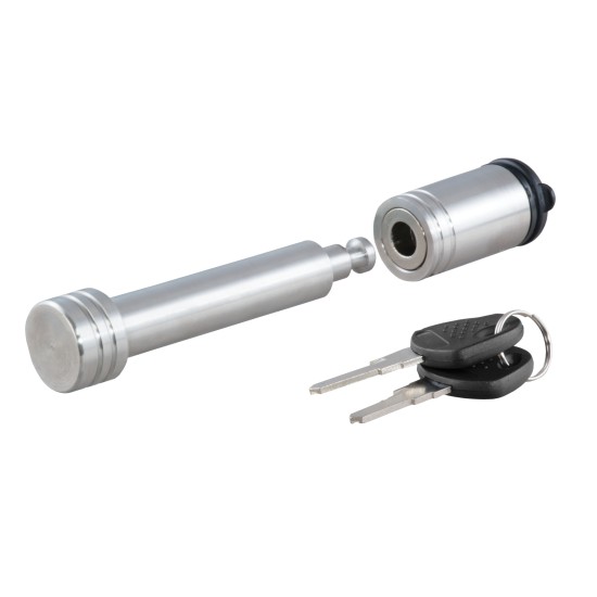 CURT Hitch Lock with 5/8 Inch Pin for 2 Inch Receiver Tube CURT hitch lock with stainless steel 5/8 inch pin for securing trailer