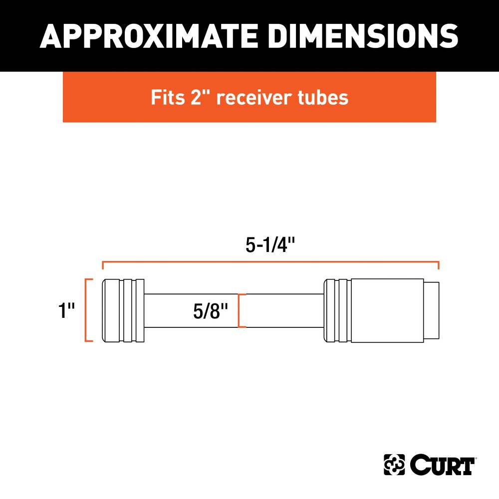 CURT Hitch Lock with 5/8 Inch Pin for 2 Inch Receiver Tube CURT hitch lock with stainless steel 5/8 inch pin for securing trailer