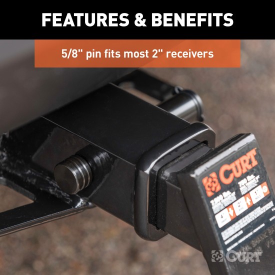 CURT Hitch Lock for 2-inch Receiver Tube - Secure and Durable CURT hitch lock with barbell design and 5/8 inch pin for 2 inch receiver tube