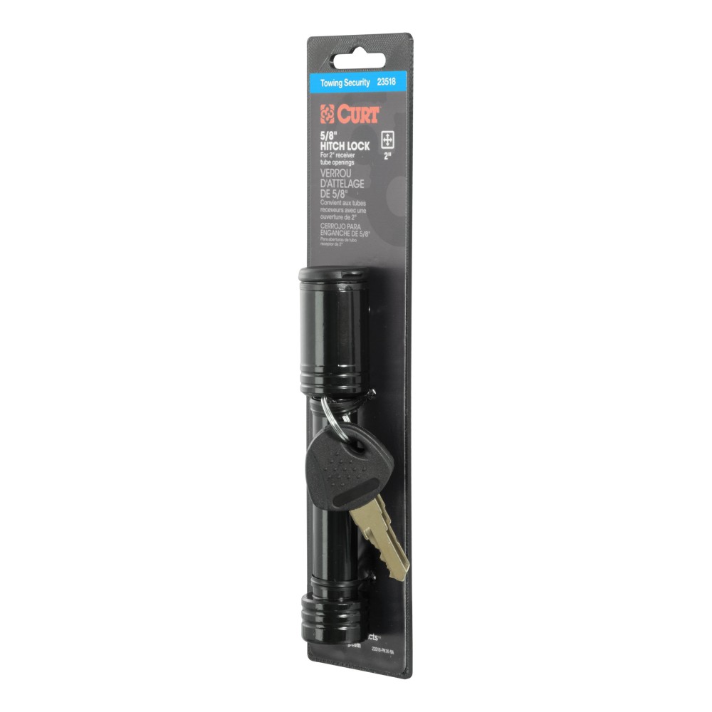 CURT Hitch Lock for 2-inch Receiver Tube - Secure and Durable CURT hitch lock with barbell design and 5/8 inch pin for 2 inch receiver tube