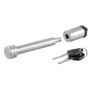 CURT Hitch Lock with 5/8 Inch Pin for 2 to 2-1/2 Inch Receivers CURT barbell hitch lock with key and barbell design for secure trailer attachment