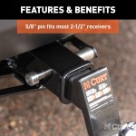 CURT Hitch Lock with 5/8 Inch Pin for 2 to 2-1/2 Inch Receivers CURT barbell hitch lock with key and barbell design for secure trailer attachment