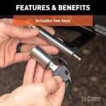 CURT Hitch Lock with 5/8 Inch Pin for 2 to 2-1/2 Inch Receivers CURT barbell hitch lock with key and barbell design for secure trailer attachment