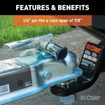 CURT Hitch Lock and Coupler Lock Combo for 2" Receiver CURT hitch lock and coupler lock with chrome finish for secure towing