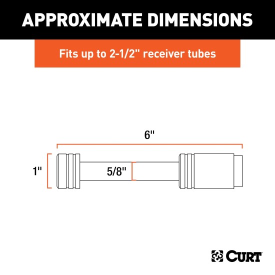 CURT Barbell Hitch Lock with Key - Fits 2 and 2-1/2 Inch Receivers CURT hitch lock with a chrome finish and barbell design, secured with a key