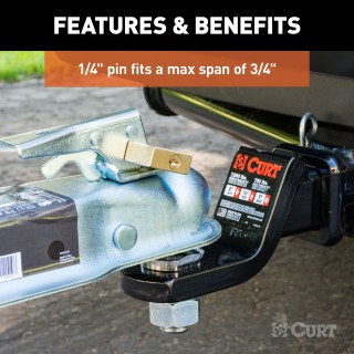 CURT Coupler Lock with Durable Brass Finish for Trailer Security CURT coupler lock with brass finish providing secure trailer lock