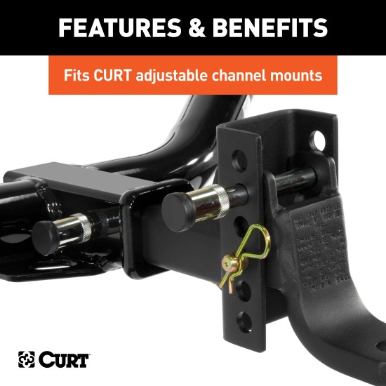CURT Adjustable Ball Mount with Keyed Alike Lock Set for Trailers CURT adjustable ball mount with a keyed alike lock set, fitting any CURT channel mount with secure operation and four included keys.