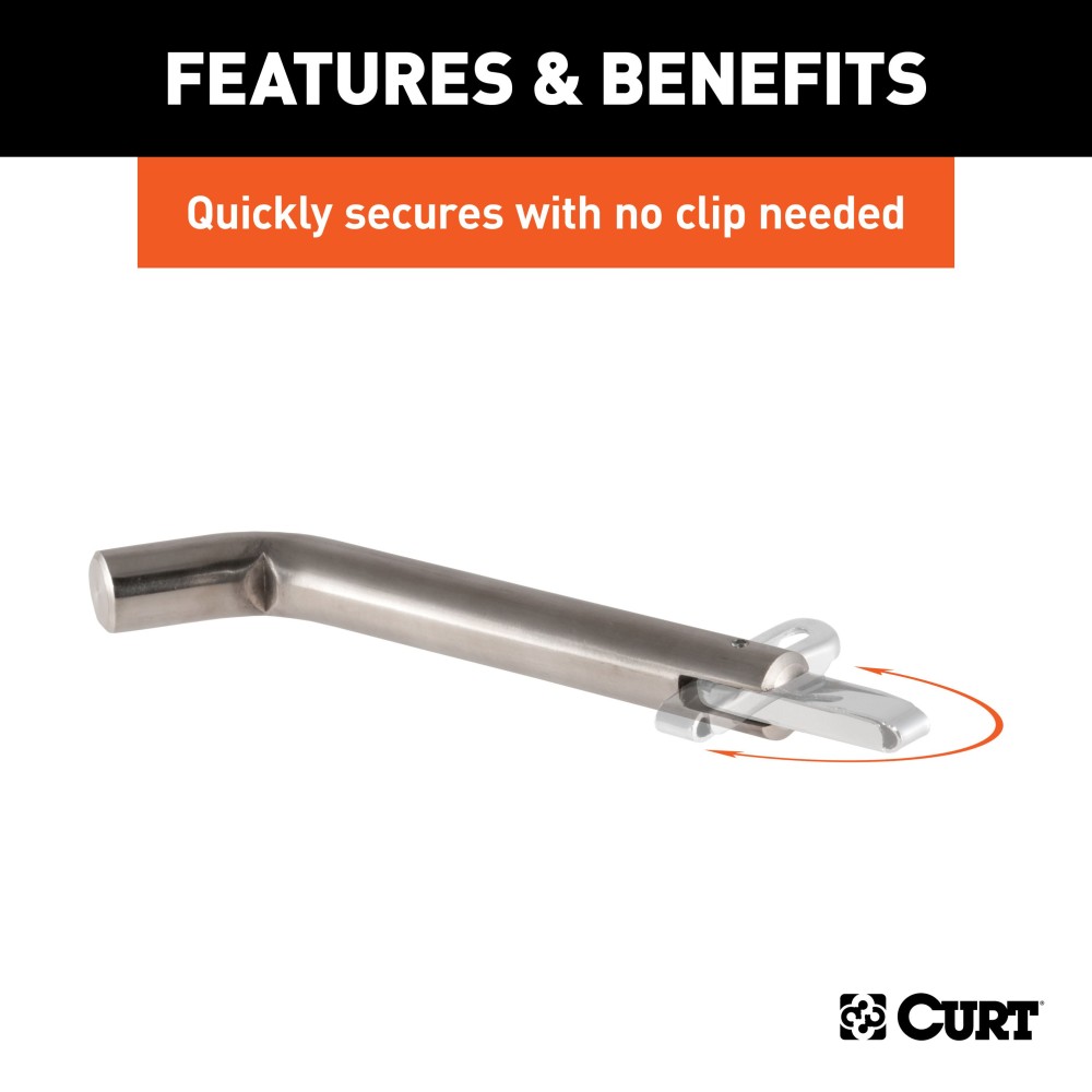 CURT 5/8 Inch Hitch Pin with Swivel Clip for Secure Towing CURT 5/8 inch hitch pin with swivel clip, ideal for 2 or 2-1/2 inch hitch receivers.