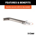 CURT 5/8 Inch Hitch Pin with Swivel Clip for Secure Towing CURT 5/8 inch hitch pin with swivel clip, ideal for 2 or 2-1/2 inch hitch receivers.
