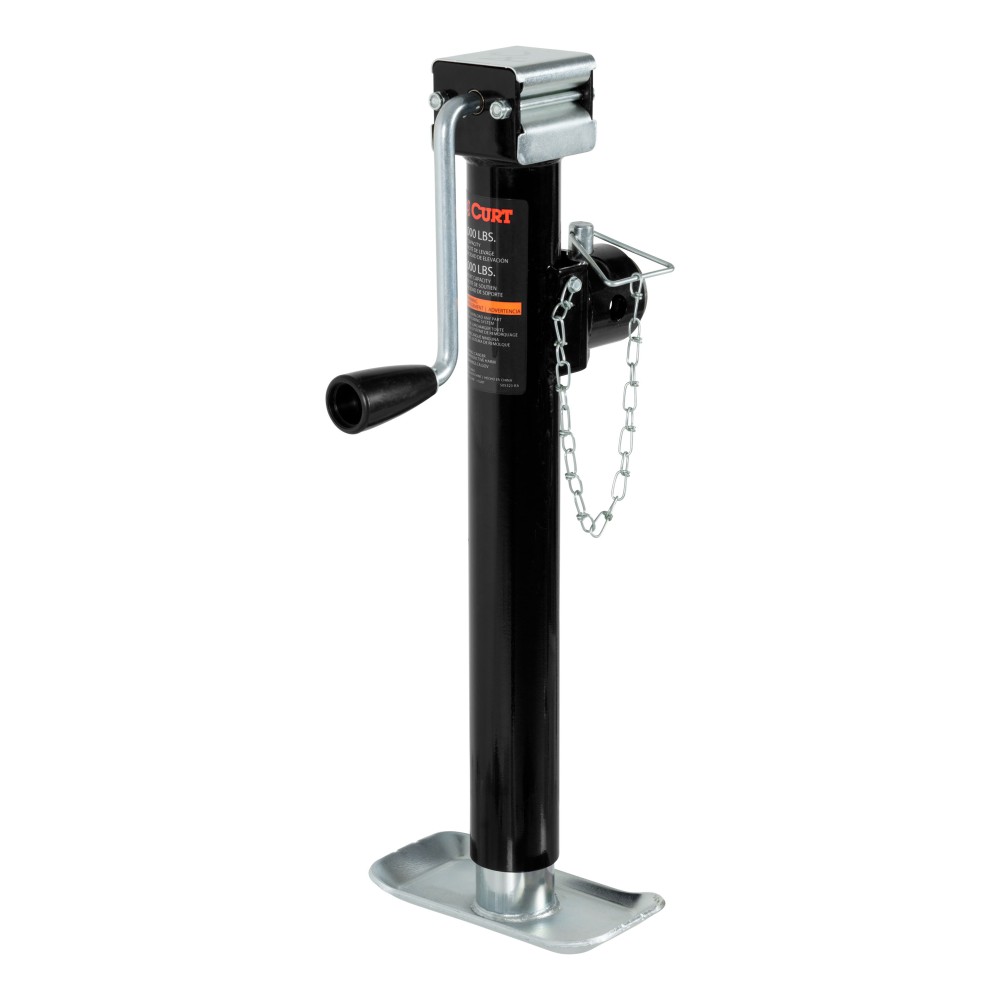 CURT Pipe Mount Swivel Trailer Jack with 5,000 lbs Support Capacity CURT pipe mount swivel jack with 5,000 lbs support and 15 inch lift capacity